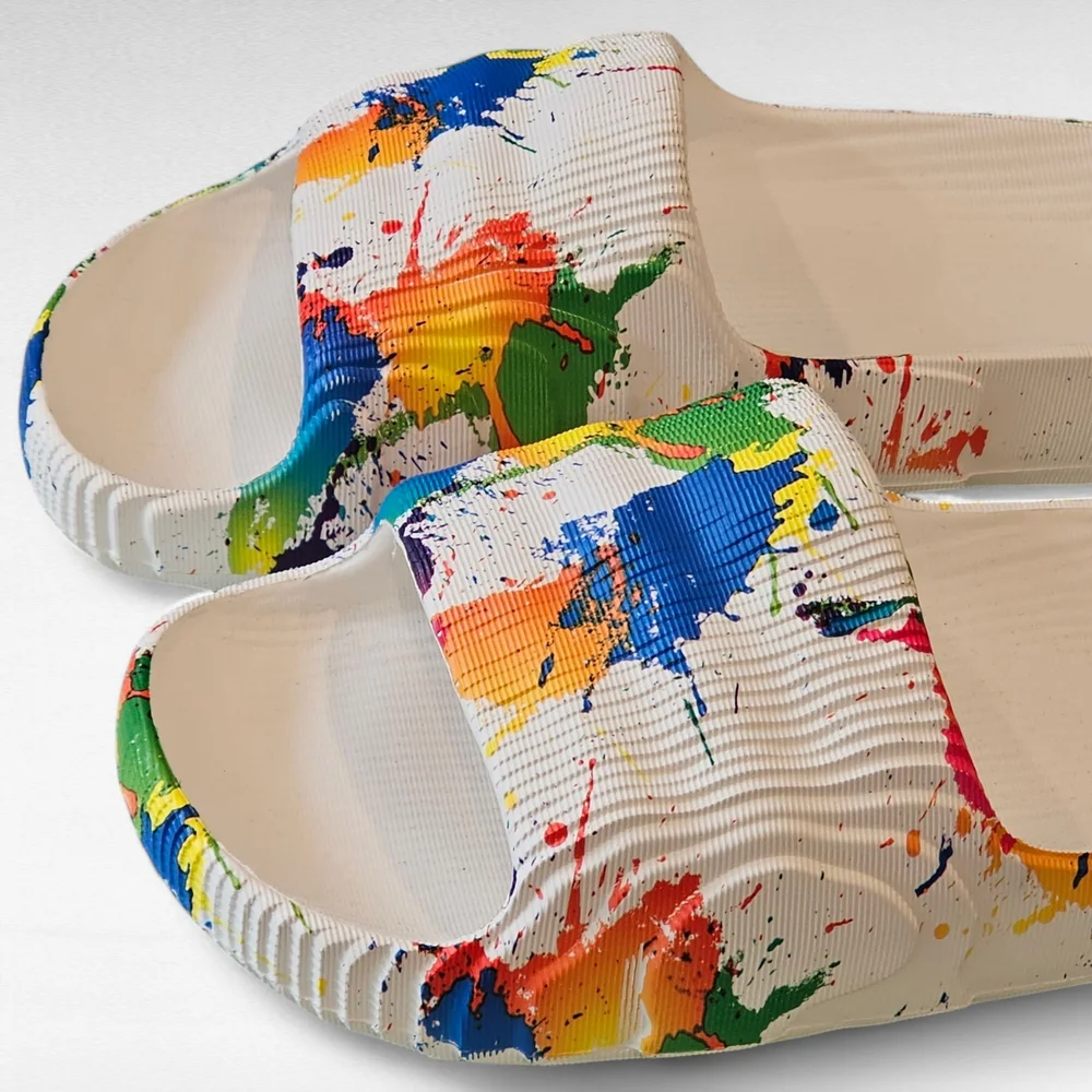 Colorful Paint Splatter Slides Size EU 41/42